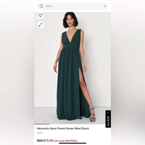 heavenly hues forest green maxi dress Lulus | Dresses | Lulus Formal Size Small Flattering Fit Color Plunging Neck plp-12970
